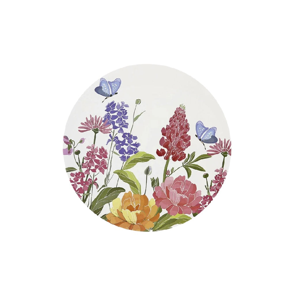 Dessous de verre rond – motif floral et papillons, multicolore