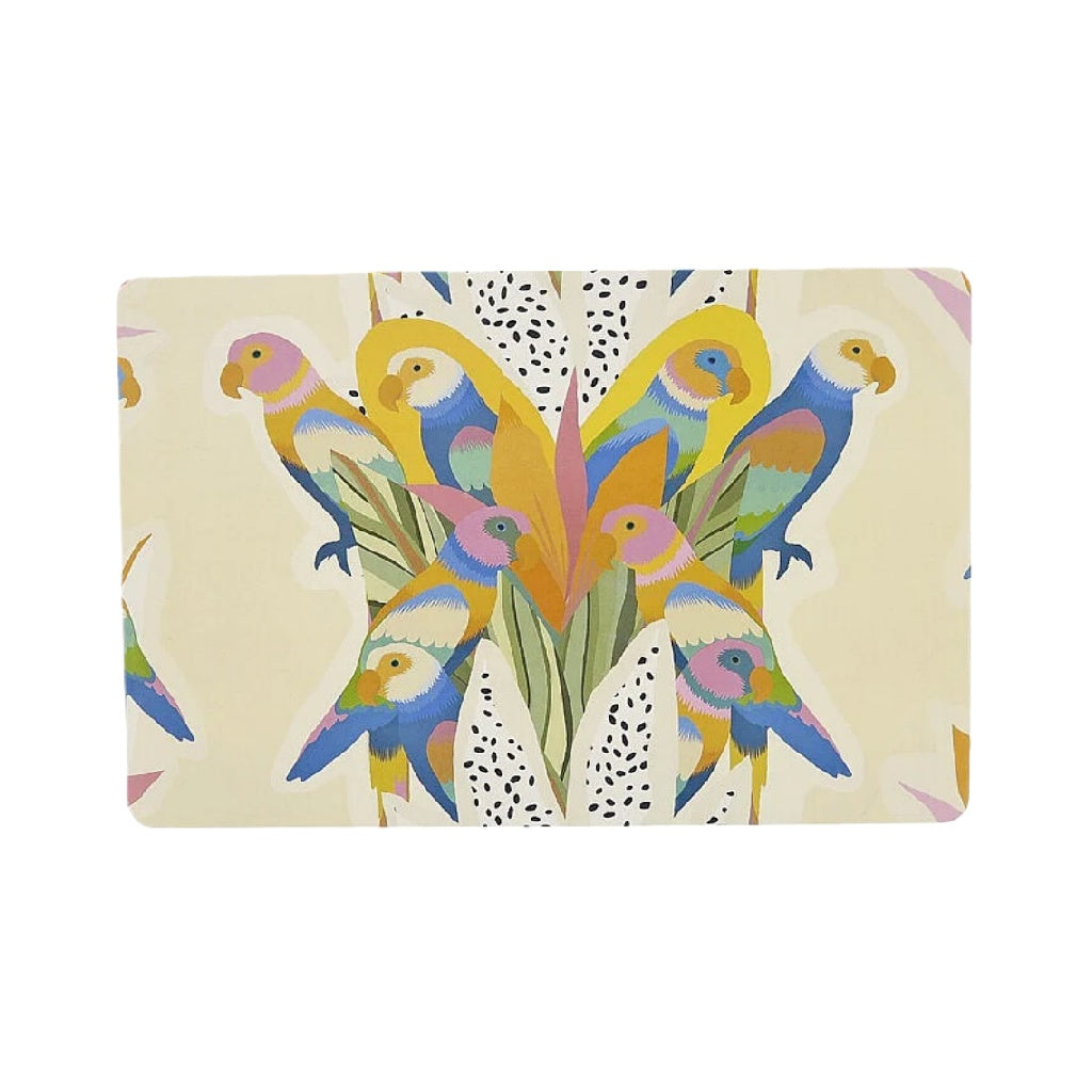 Dessous de verre rectangulaire – Motif perroquets