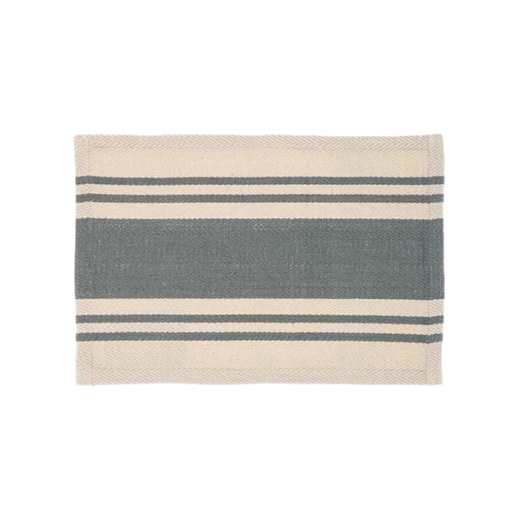 Dessous de verre rectangulaire – motif rayures, beige et bleu gris